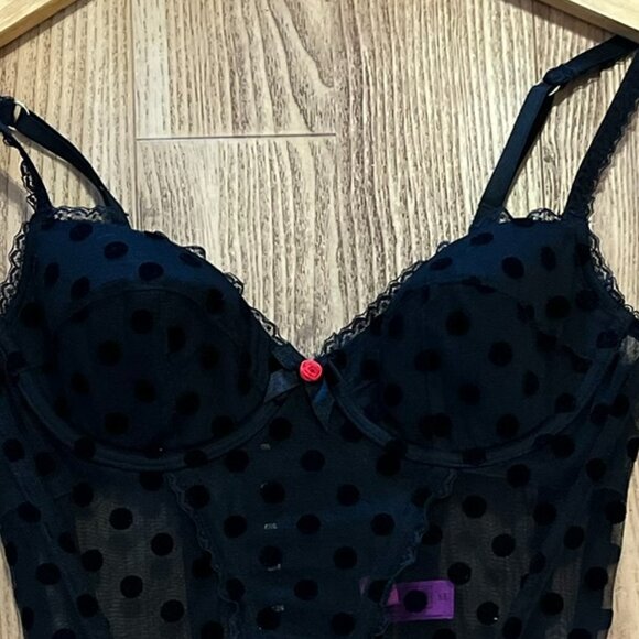 L'Agent By Agent Provocateur Black Rosalyn Basque Push-Up Bustier Sz 34B - Picture 5 of 12
